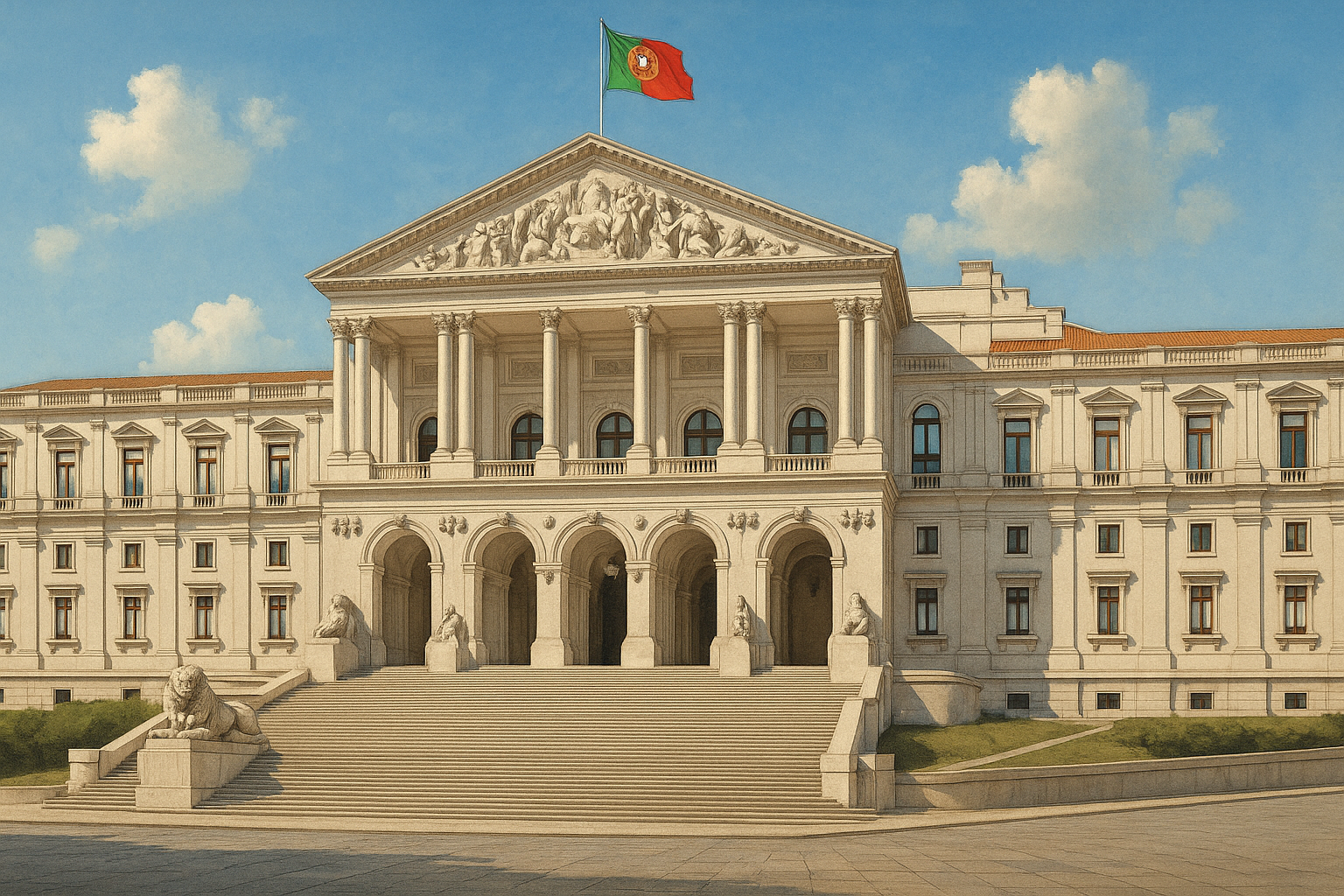 Image of the Portuguese Parliament building in Lisbon.